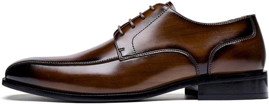 Мужские туфли оксфорды классического стиля на шнуровке, формальные, деловые, повседневные, для работы, официальных мероприятий и свадеб Abborora, коричневый — фото 2
