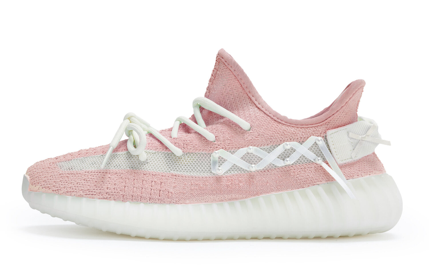 Adidas Originals Иези Буст 350 В2 противоскользящие низкие кеды унисекс бело-розовые, цвет Pink White — фото 4