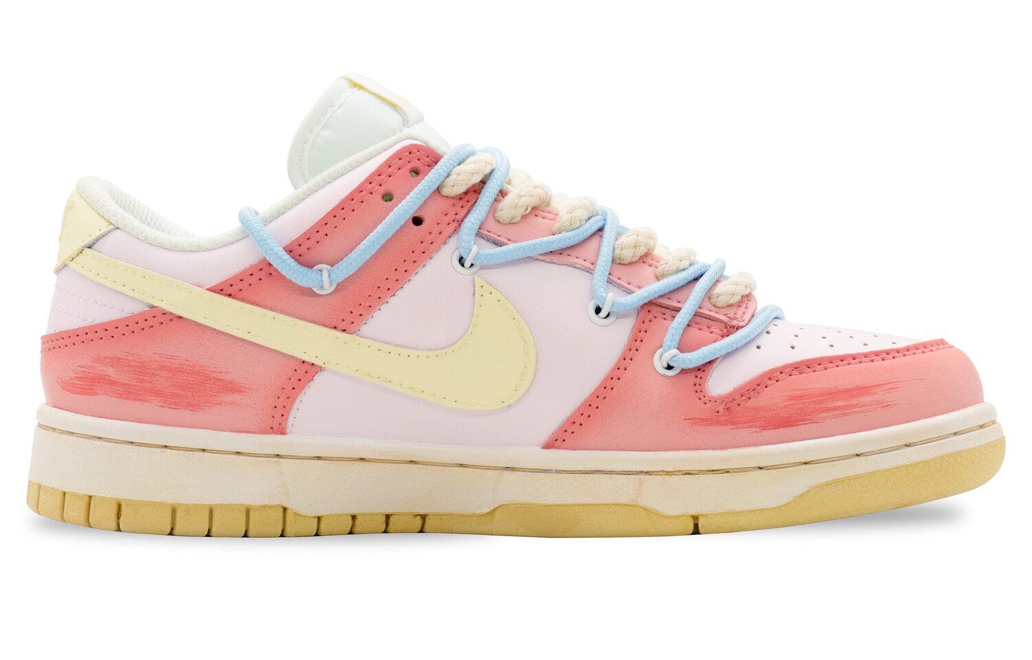 

Кроссовки для скейтбординга Dunk мужские с низким верхом розовый/желтый Nike