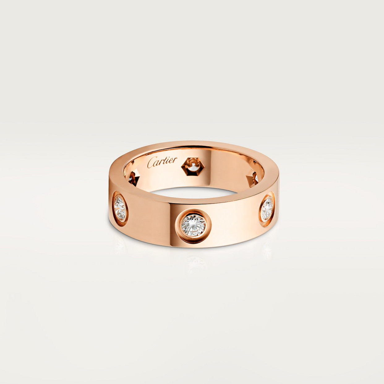 

Кольцо Cartier Bague LOVE, классическая модель, 6 бриллиантов, розовое золото