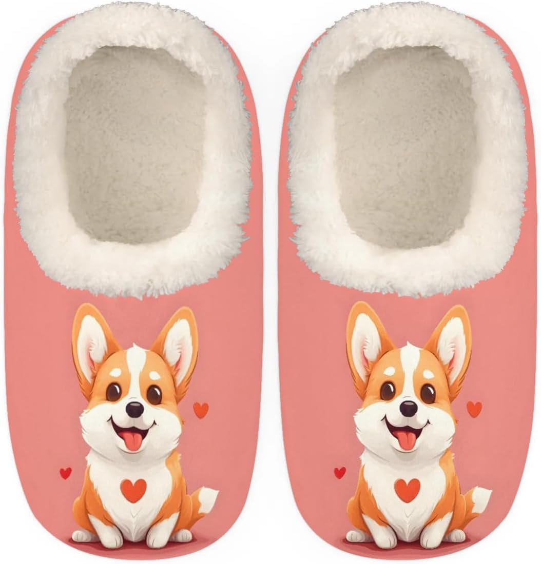 

Домашние тапочки для женщин и мужчин, мягкие, уютные, теплые, с закрытой пяткой, легкие, нескользящие, для дома Lombardiden, Cute Animal Dog