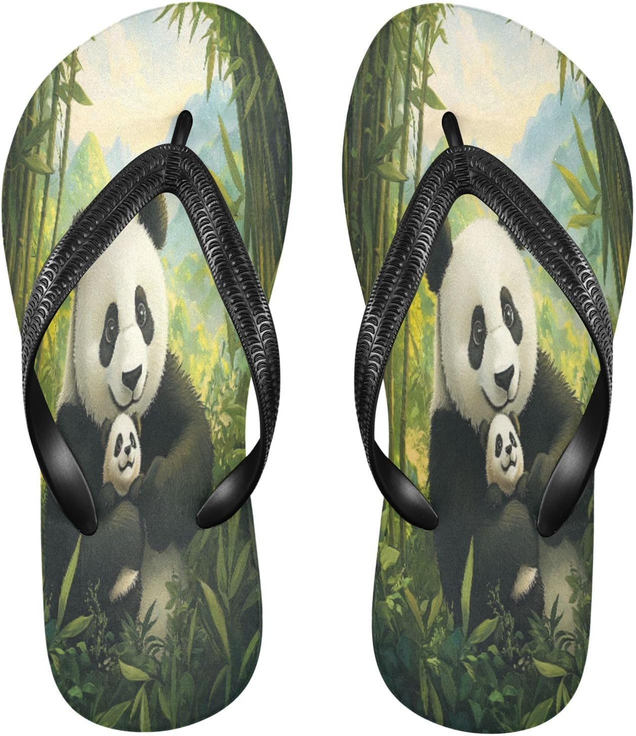 

Мужские пляжные шлепанцы Panda Green, резиновые нескользящие летние тапочки для душа и прогулок Sinestour, зеленый