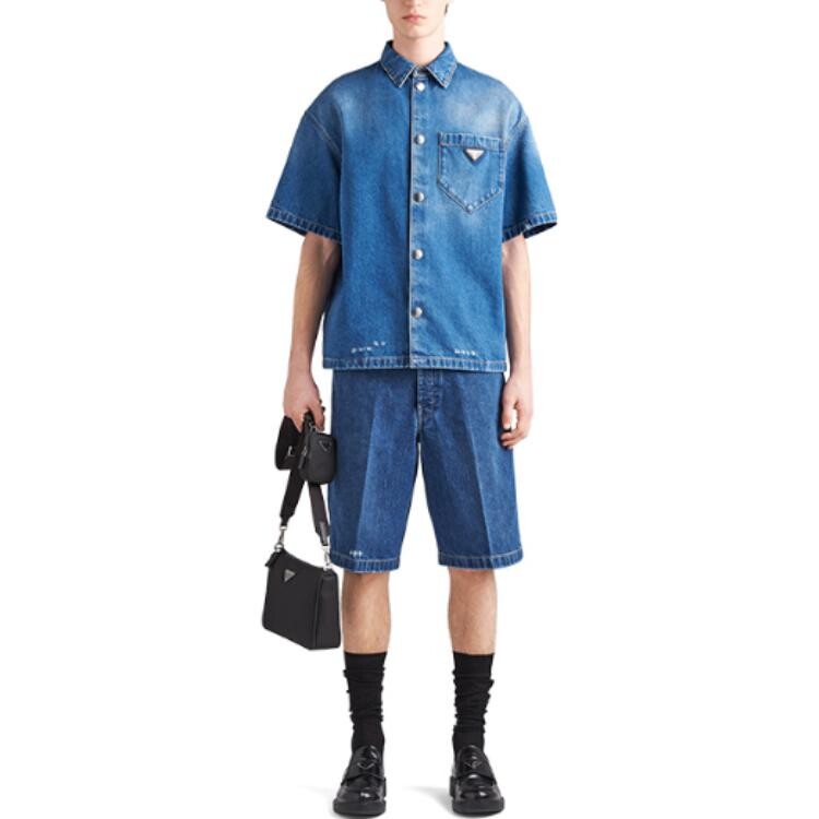 

Джинсовые шорты мужские синие Prada, синий