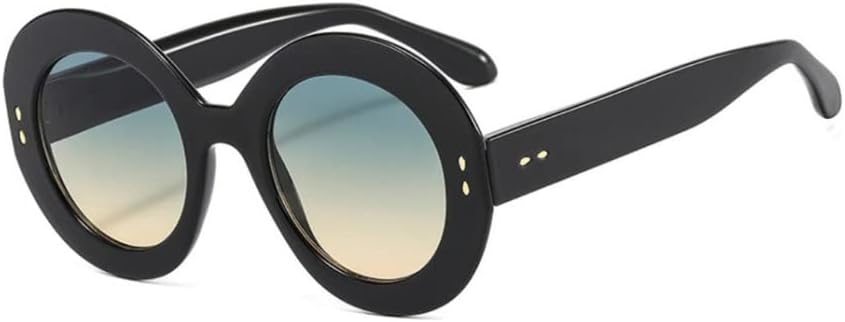 

Большие солнцезащитные очки для женщин в крупной оправе, градиентные круглые солнцезащитные очки, летние ретро-очки с заклепками, очки с защитой от УФ-излучения generic, C7 Black Green Tea