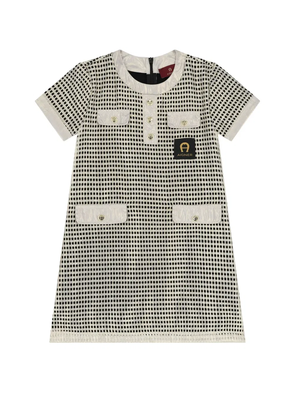 Платье в клетку с пуговицами Aigner Kids, нейтральный