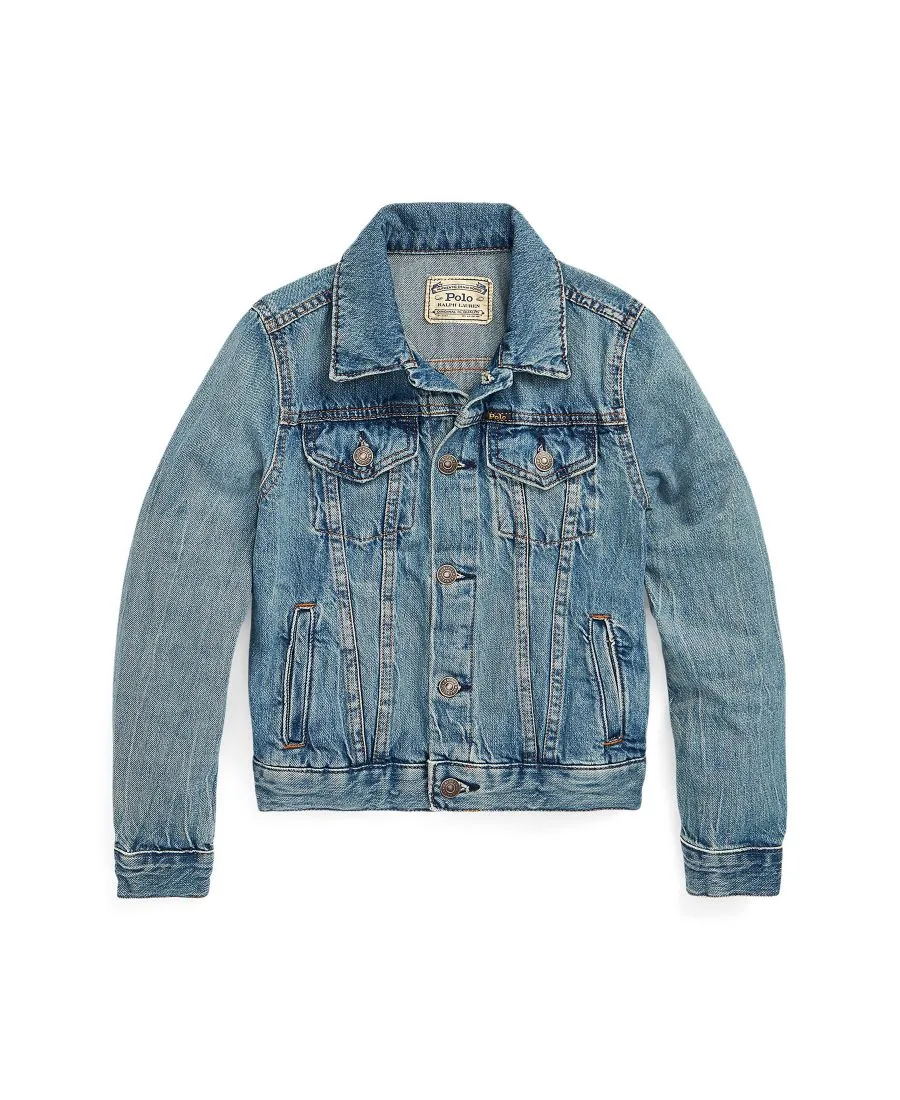 Джинсовая куртка-тракер для девочек 7-16 лет Polo Ralph Lauren, denim синий — фото 4