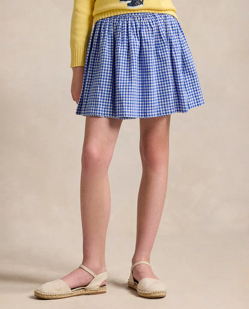 

Расклешенная юбка-брюки в клетку для девочек Polo Ralph Lauren, синий