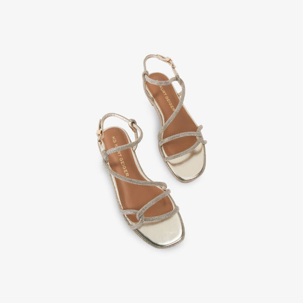 Сандалии Kg Kurt Geiger с кристаллами плетёные, золотой — фото 2