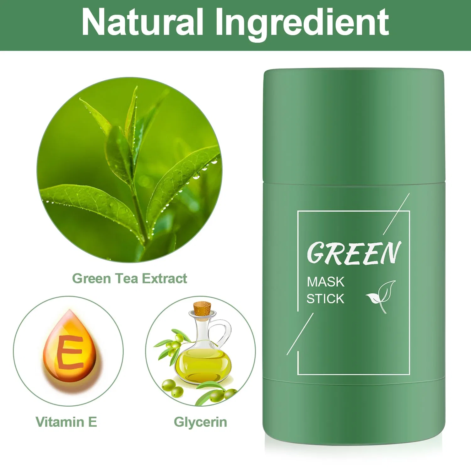 Очищающая глиняная маска-стик с зеленым чаем, 2 шт. Broeyoue, 2 X Green Tea Mask Sticks — фото 2