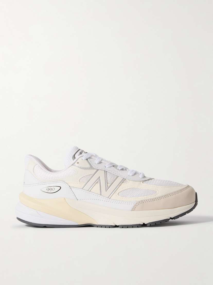 Кроссовки из кожи и сетки 990v6. New Balance, белый