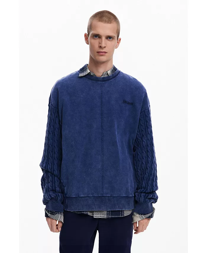 

Мужской свитшот с плетеными рукавами Desigual, синий