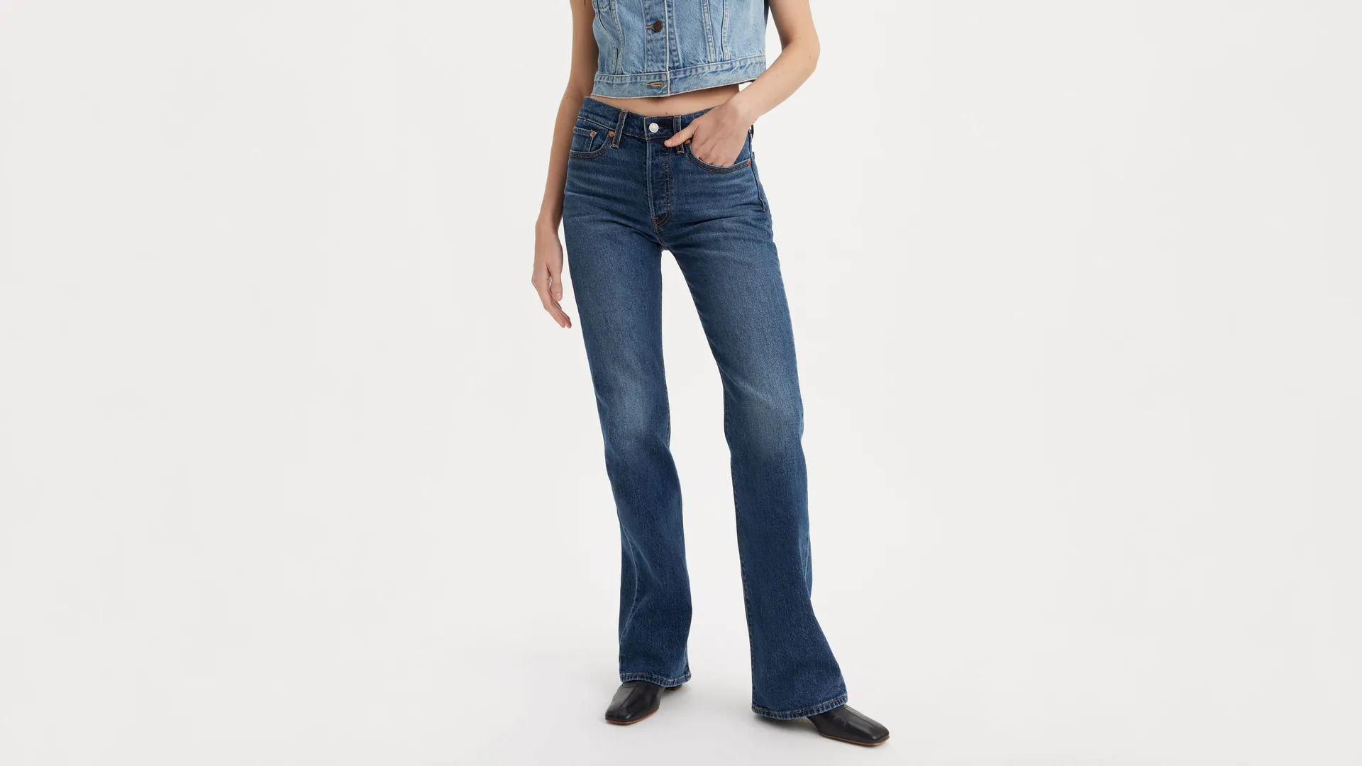 Женские джинсы на танкетке Bootcut Levi's, цвет Beautiful - Dark Wash — фото 2