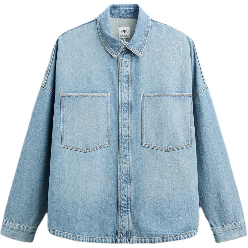 

Джинсовая куртка мужская средне-синяя Zara, синий