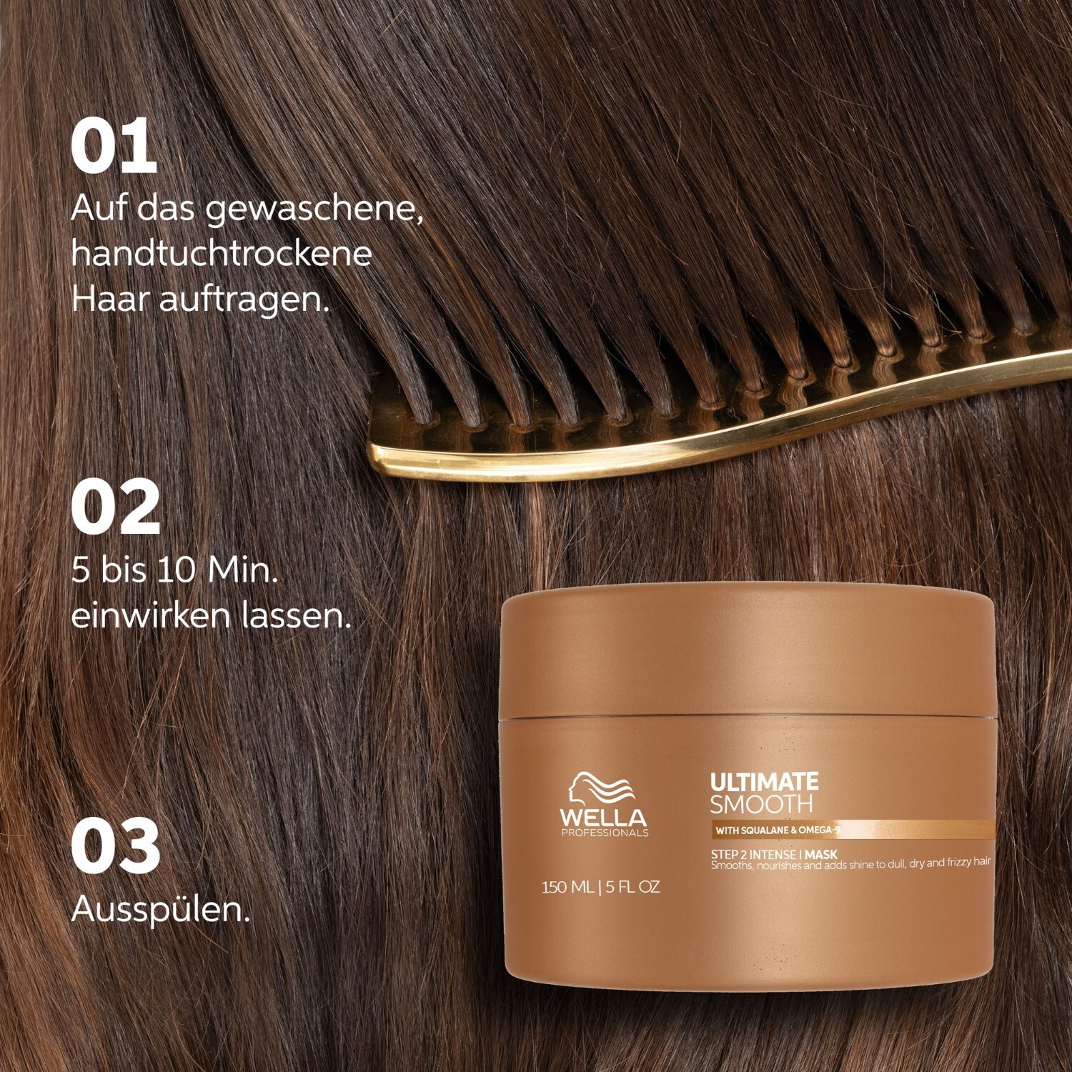 Маска для волос ultimate smooth step 2 | mit squalane & omega-9 Wella Professionals, объем 30 мл — фото 4