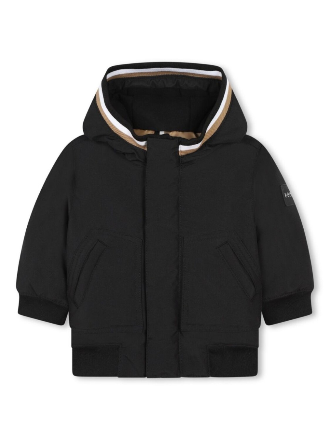 

BOSS Kidswear парка с капюшоном и полосками, черный