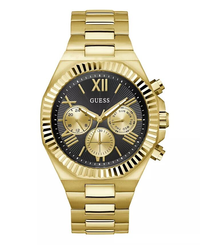 

Мужские многофункциональные золотистые часы из 100% стали, 44 мм GUESS, золото