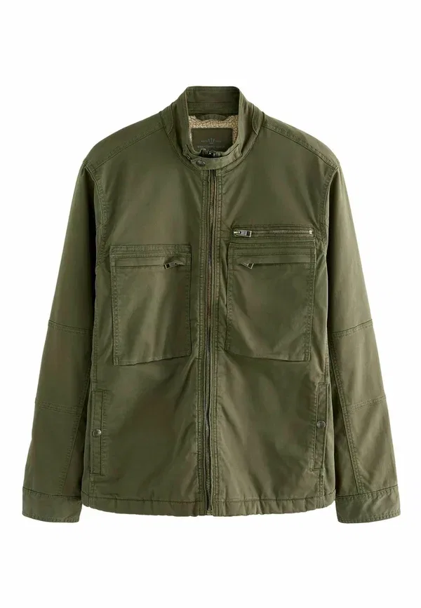 Куртка Next Regular fit lined funnel light jacket, хаки-зеленый
