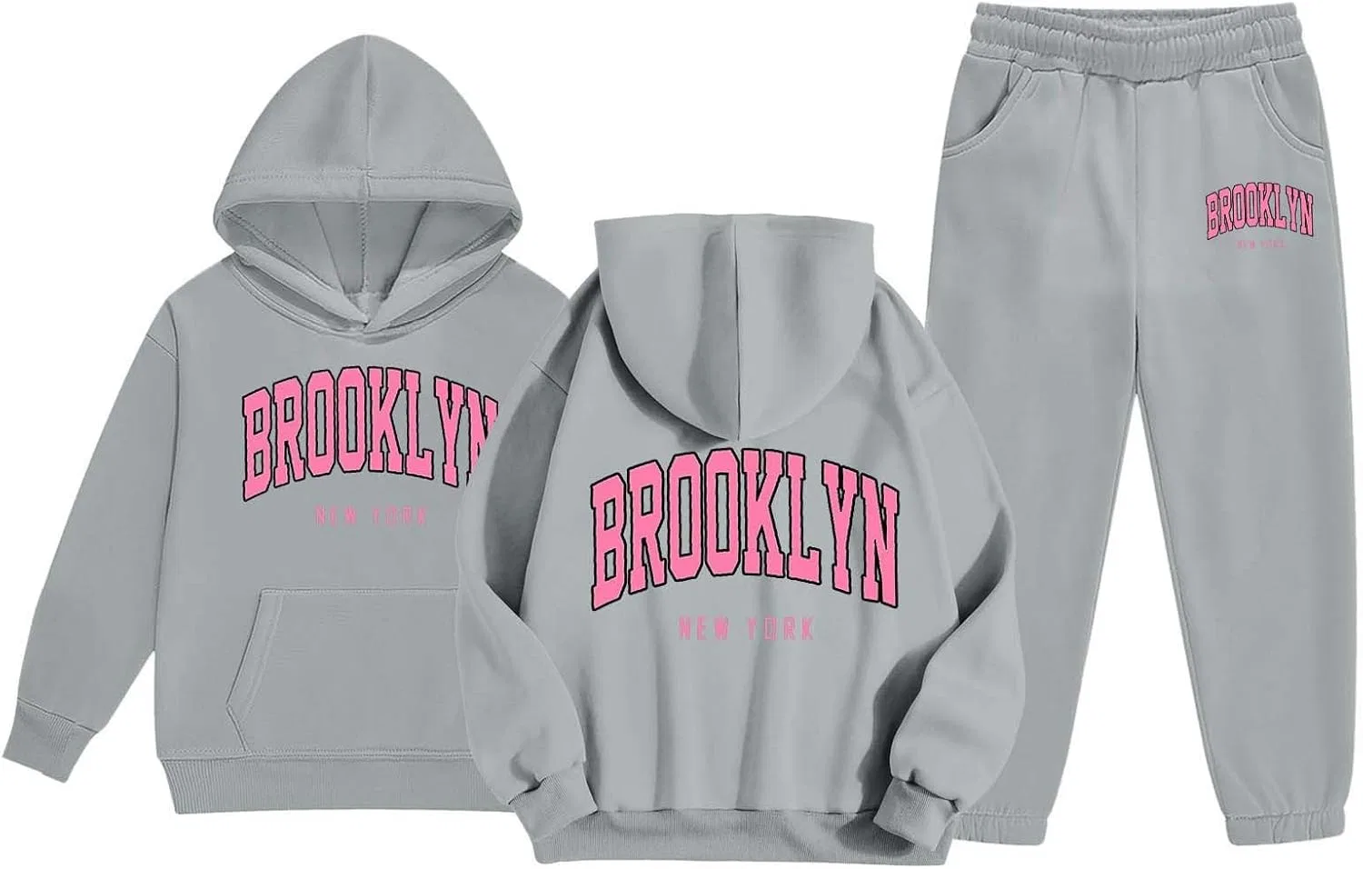 Детский спортивный костюм с принтом Brooklyn, серый — фото 4