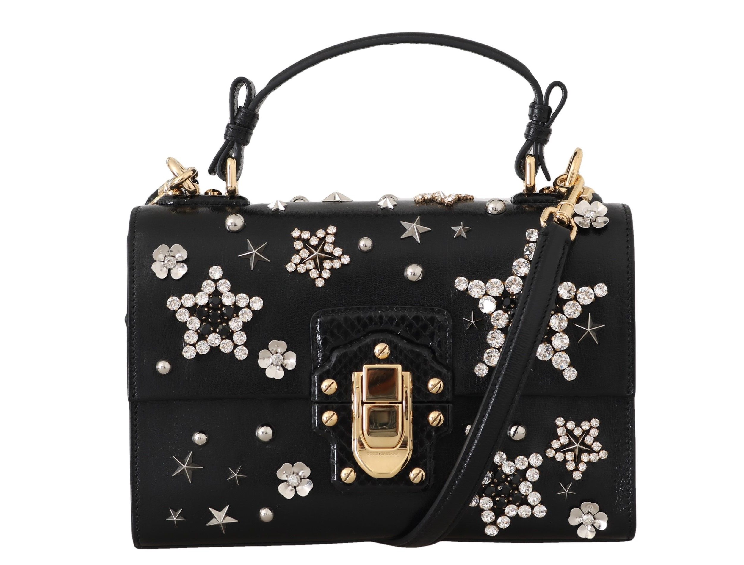 

Элегантная черная кожаная и экзотическая сумка Ayers Dolce & Gabbana
