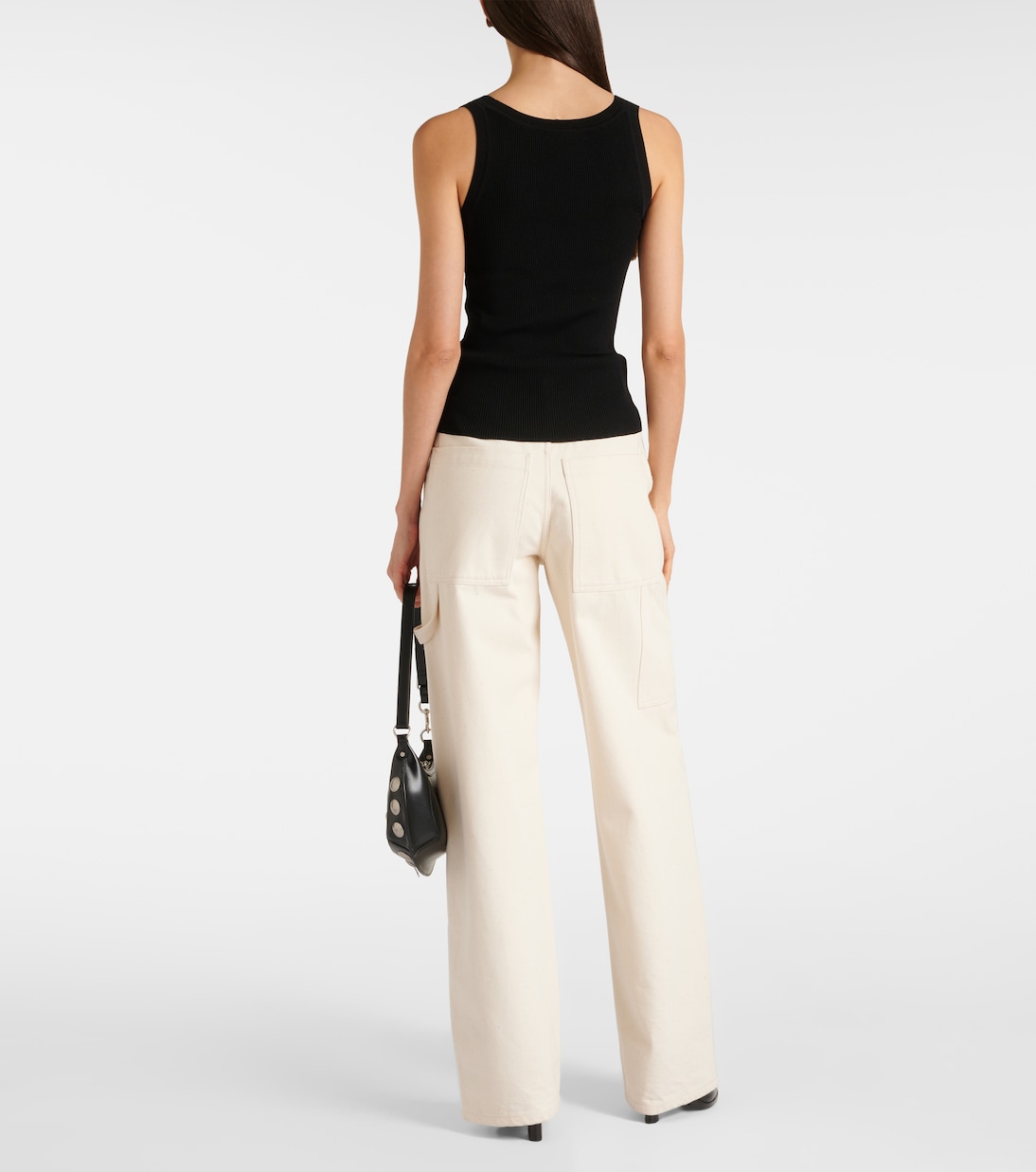 Майка Leisure Siro из трикотажного полотна в рубчик Max Mara, черный — фото 3