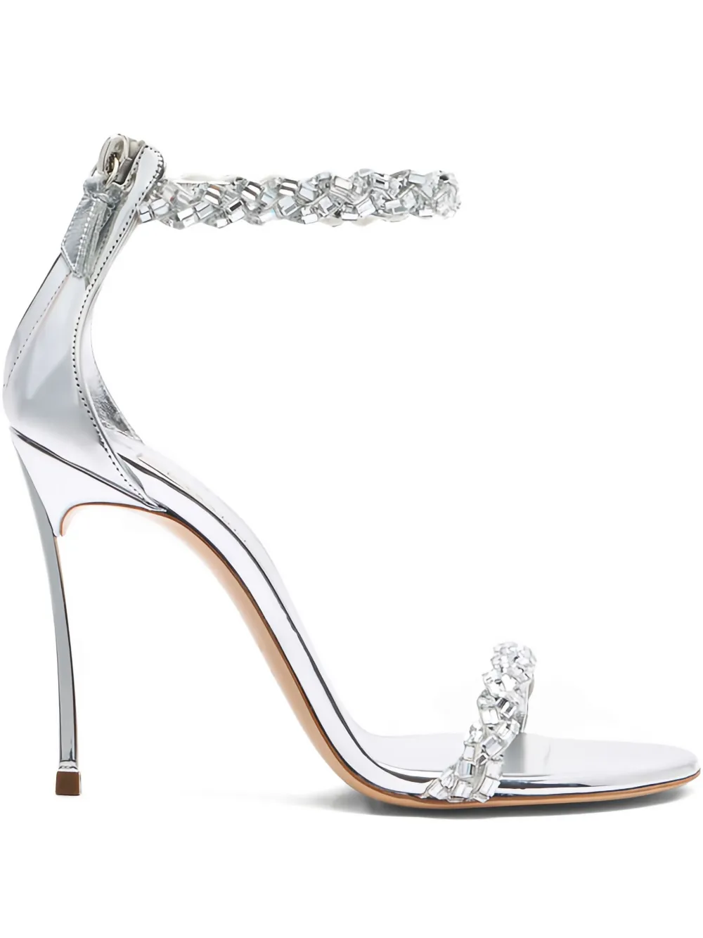 Босоножки Starsway 100 с кристаллами Casadei, серебряный