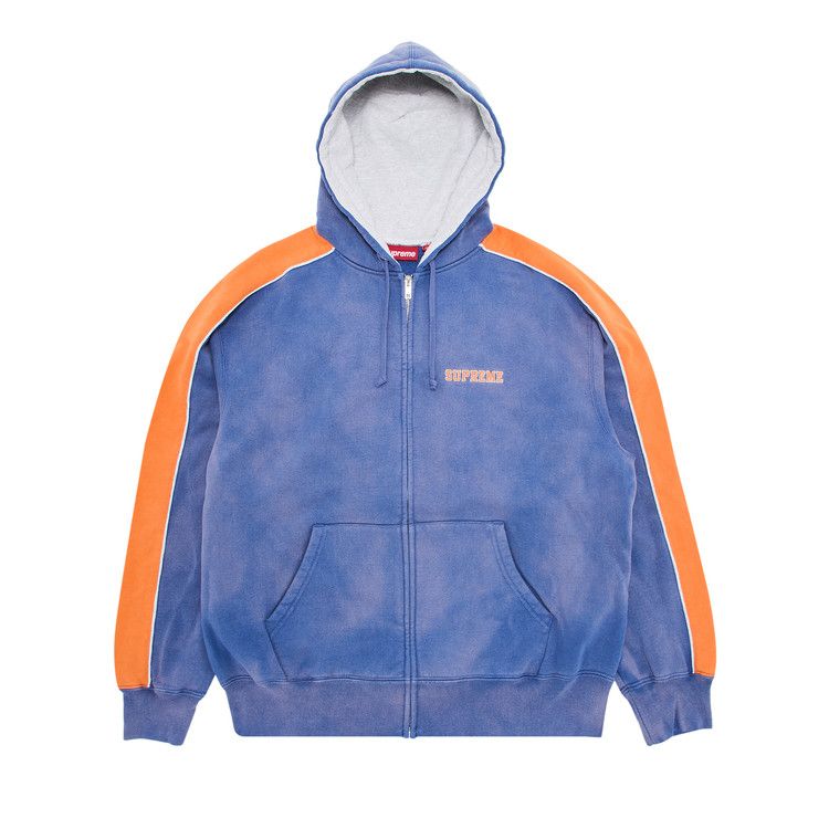 

Толстовка Supreme State Zip Up Hooded Sweatshirt, Washed Royal