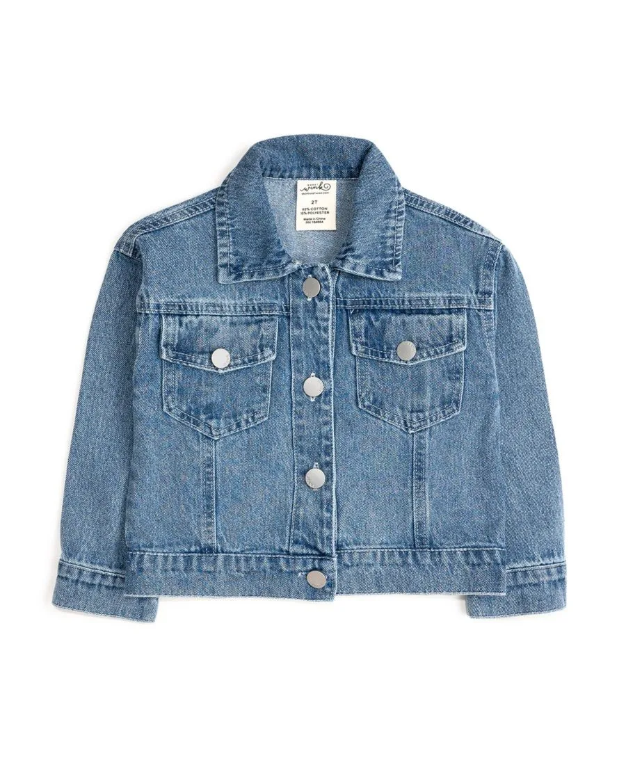Джинсовая куртка "Сестра-подросток" с жемчужной нашивкой Sweet Wink, Denim — фото 4