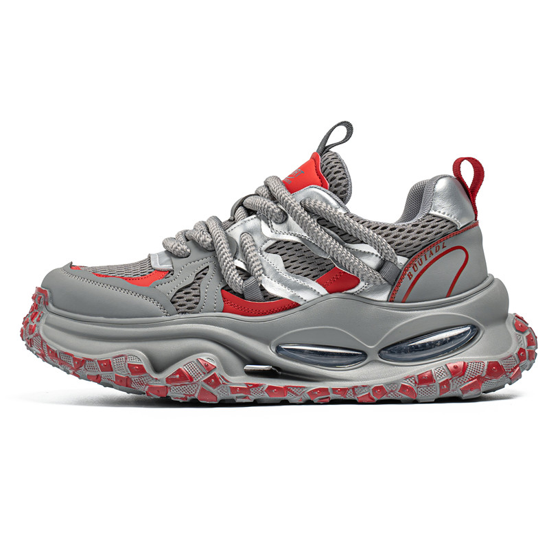 

TELENT Амортизирующие и дышащие мужские низкие кеды серо-красные, цвет Gray Red