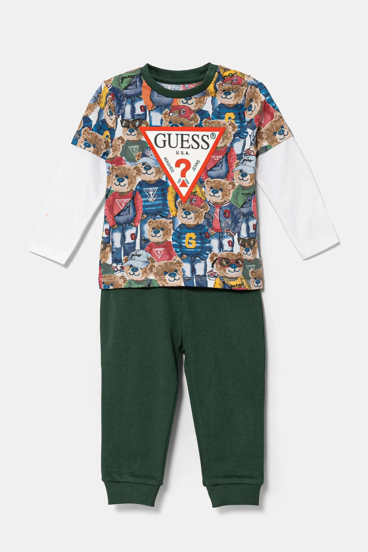 

Хлопковый костюм для новорожденных Guess, зеленый