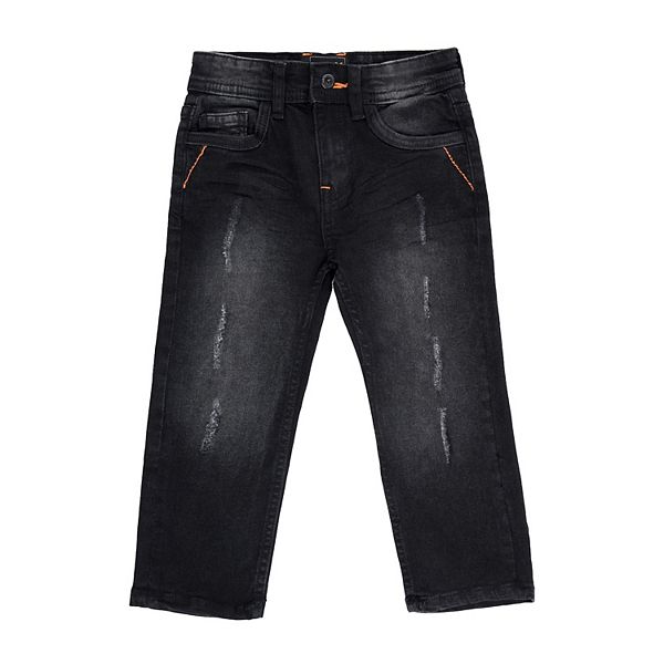

Джинсы для мальчиков 2t-4t с потертостями и контрастной неоновой строчкой Rawx, Jet Black