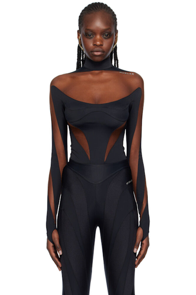 

Черный Иллюзионный Боди Mugler