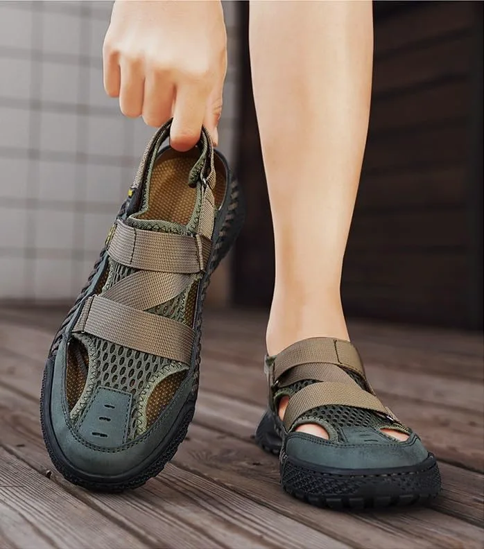 

Мужские сандалии для ходьбы по воде без застежек, легкие, быстросохнущие, спортивные, повседневные, дышащие, пляжные DMGYCK, зеленый