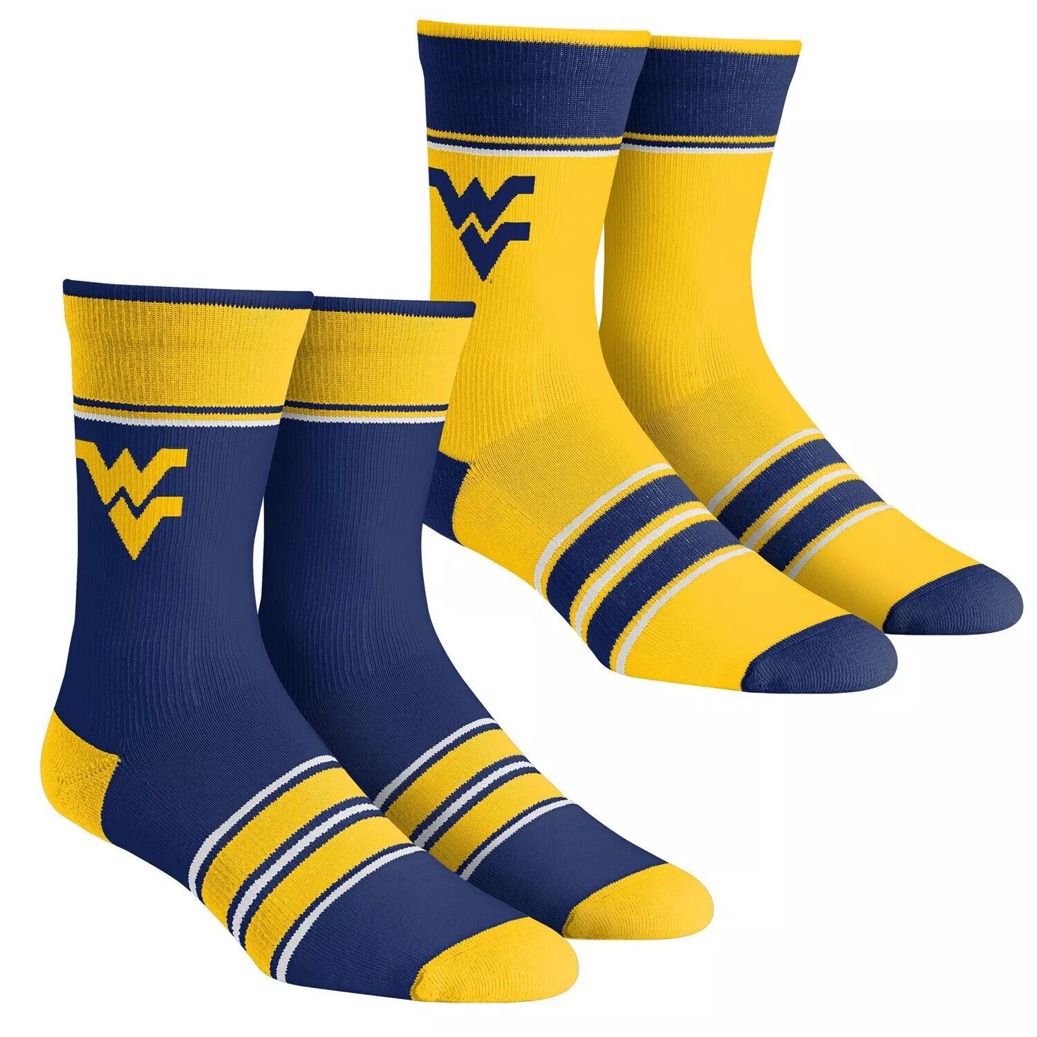 

Комплект из 2 носков в несколько полосок Youth Rock Em West Virginia Mountaineers Team Crew Unbranded