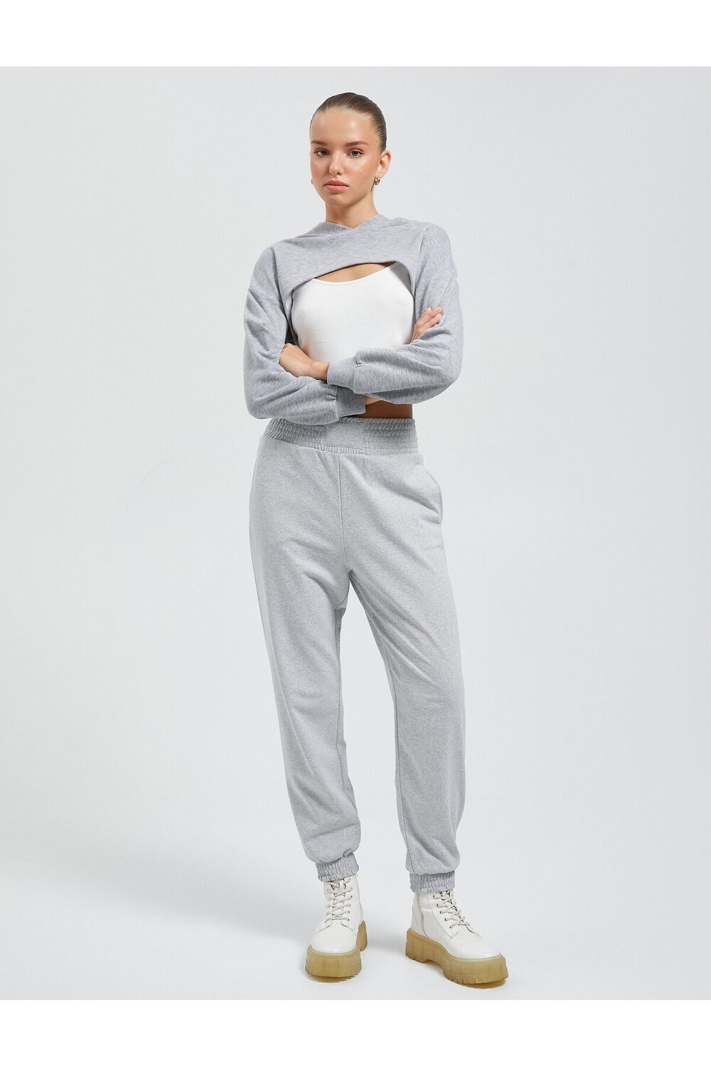 

Спортивные штаны Jogger с карманами и высокой талией Koton, серый