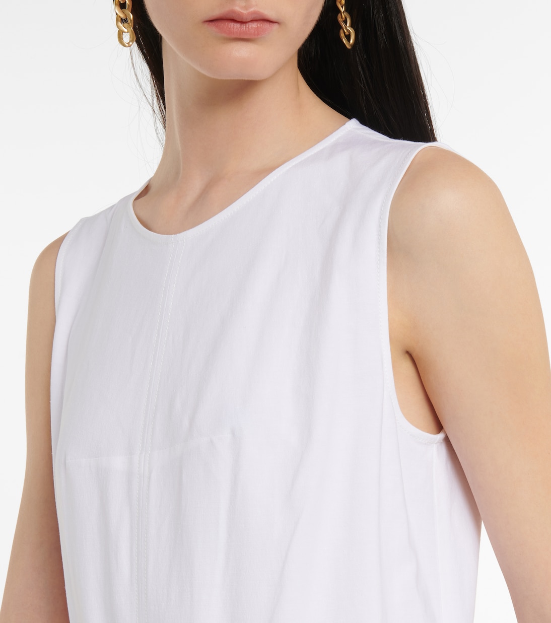 Платье макси из смеси льна и хлопка MM6 Maison Margiela, белый — фото 4