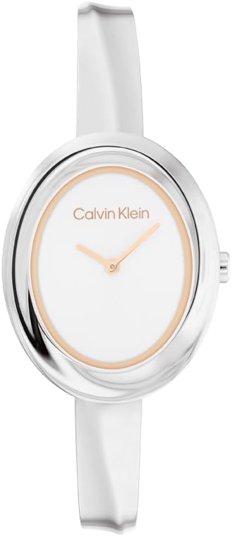 

Женские кварцевые часы Calvin Klein с витым безелем, 24 мм, 2 часа, регулируемый браслет из нержавеющей стали, водонепроницаемость 30 метров, эксклюзивная мода на все случаи жизни, подарок для нее, Silver