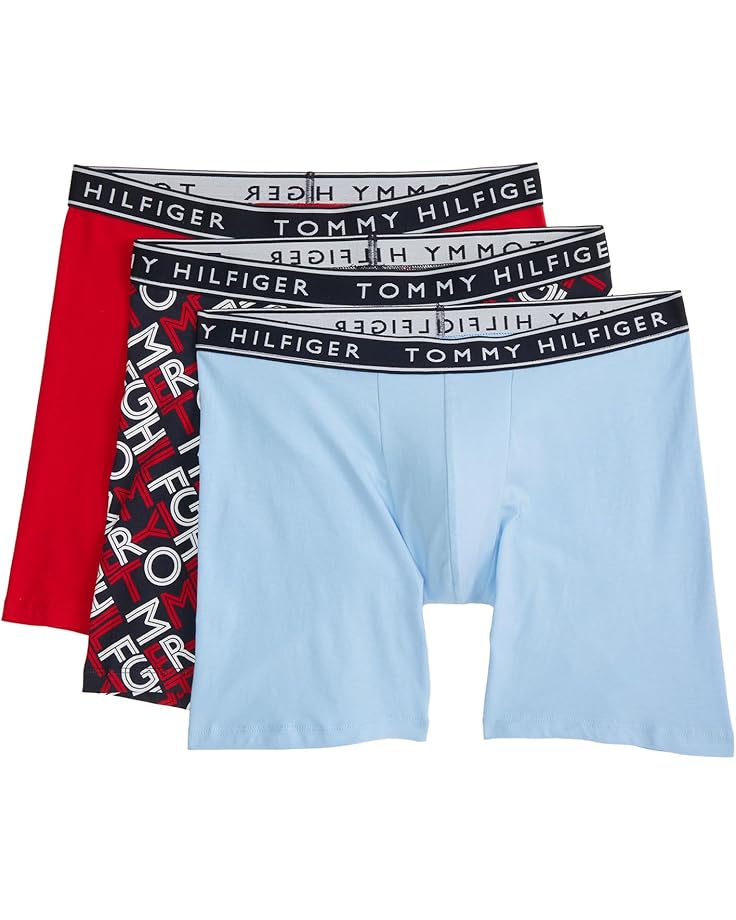 

Боксеры Tommy Hilfiger Cotton Stretch 3-Pack Boxer Brief, цвет Primary Red/Desert Sky Logoprint/Romantic Blue