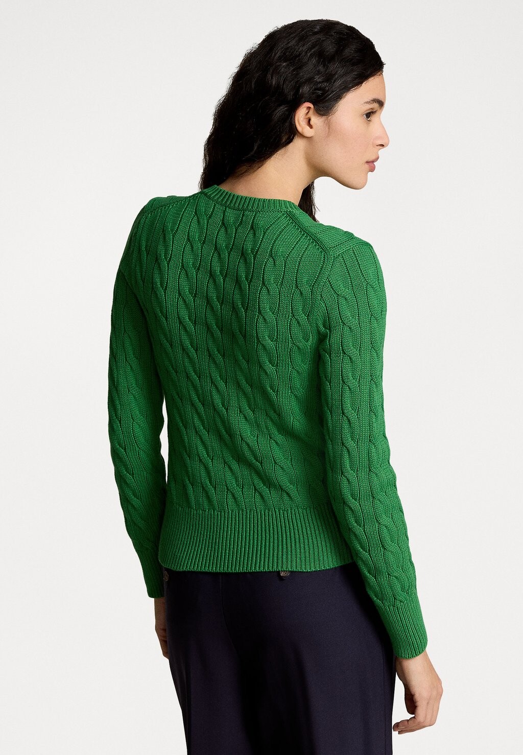 

Кардиган CABLE KNIT COTTON CREWNECK CARDIGAN Ralph Lauren, зеленый