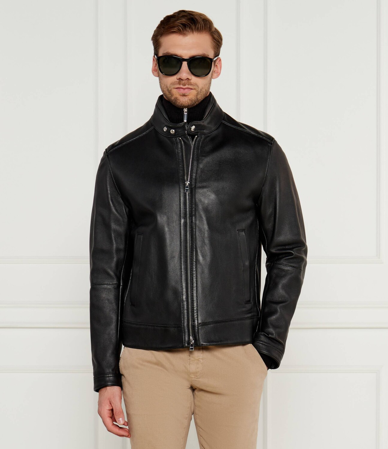 

Кожаная куртка BOSS BLACK H-Mansell2 Regular Fit, черный