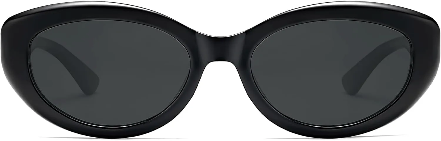 

SOJOS Модные овальные поляризованные солнцезащитные очки для женщин в стиле ретро, ​​маленькие «кошачий глаз», солнцезащитные очки 90-х годов SJ2322, Black