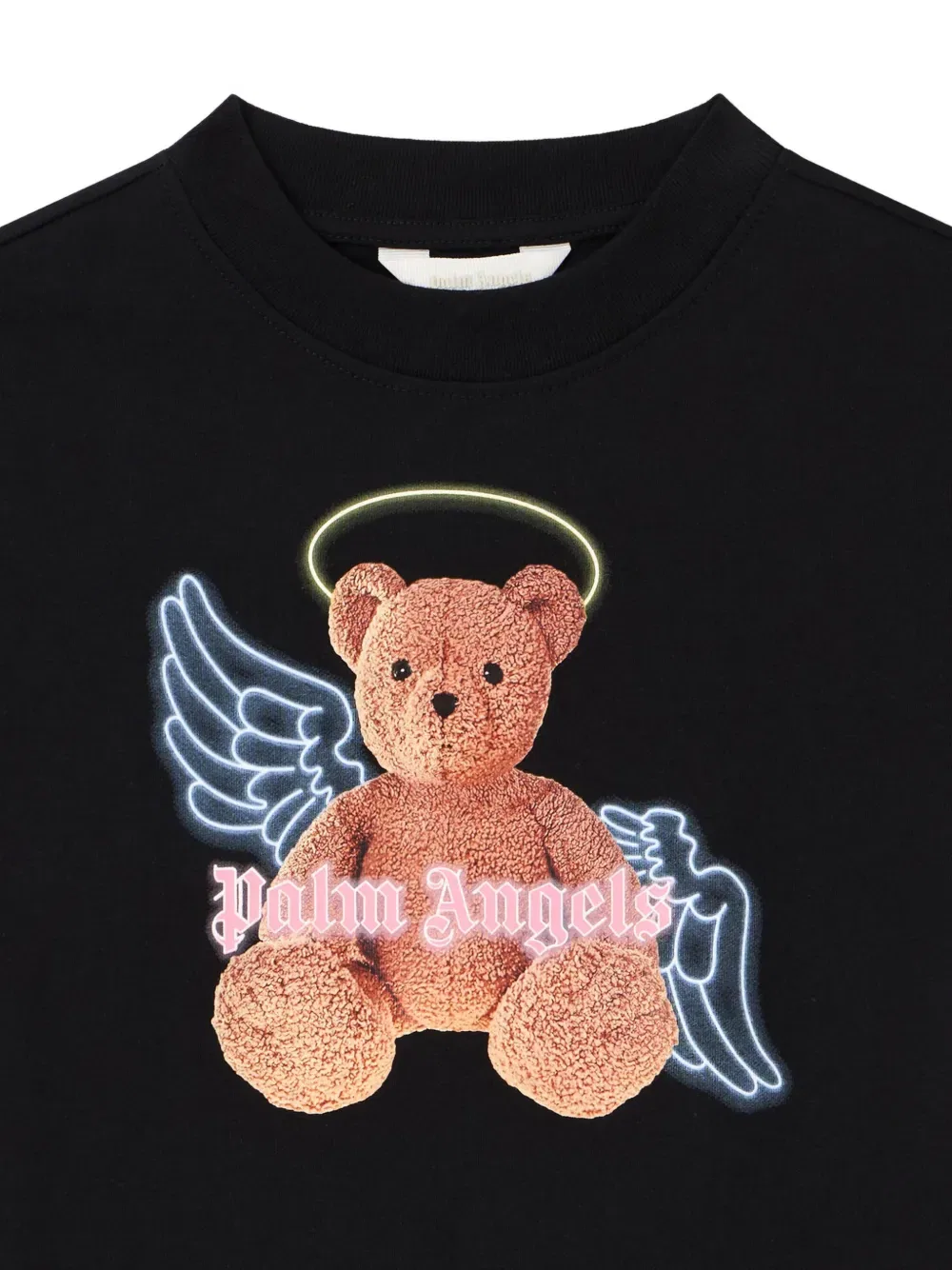 Футболка с принтом «Медведь и ангел» Palm Angels Kids, черный — фото 3