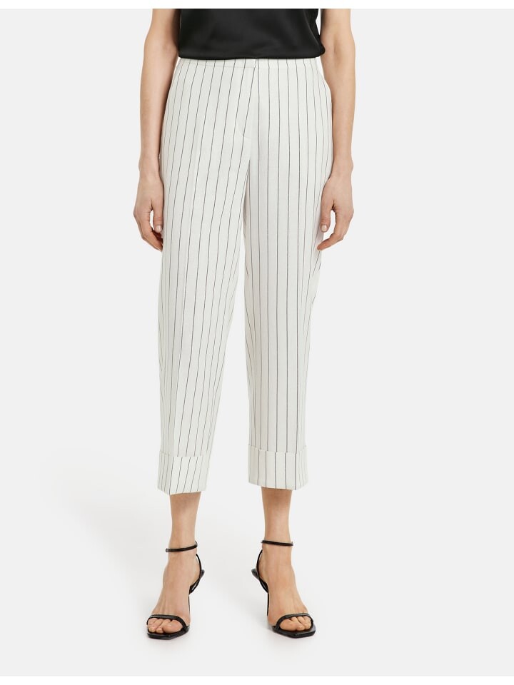 

Тканевые брюки Gerry Weber, цвет ecru/weiss/schwarz streifen