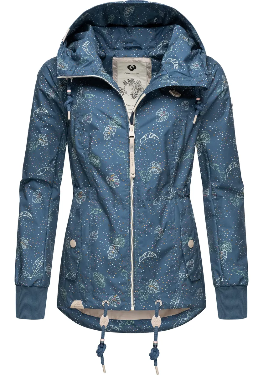 

Уличная куртка Ragwear "Danka Leaves", с капюшоном, стильная переходная куртка с принтом и капюшоном, синий
