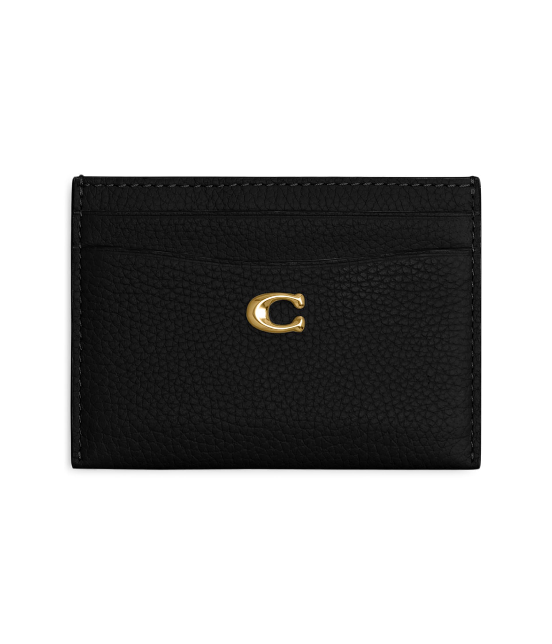 

Кошелек COACH Polished Pebble Leather Essential Card Case, черный
