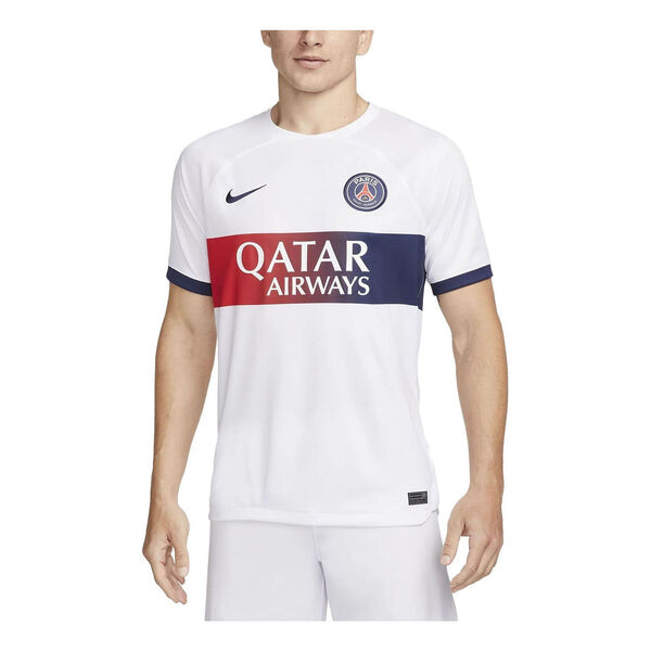 

Футболка dri fit paris saint germain 23 24 стадион выездная футбольная майка Nike, белый