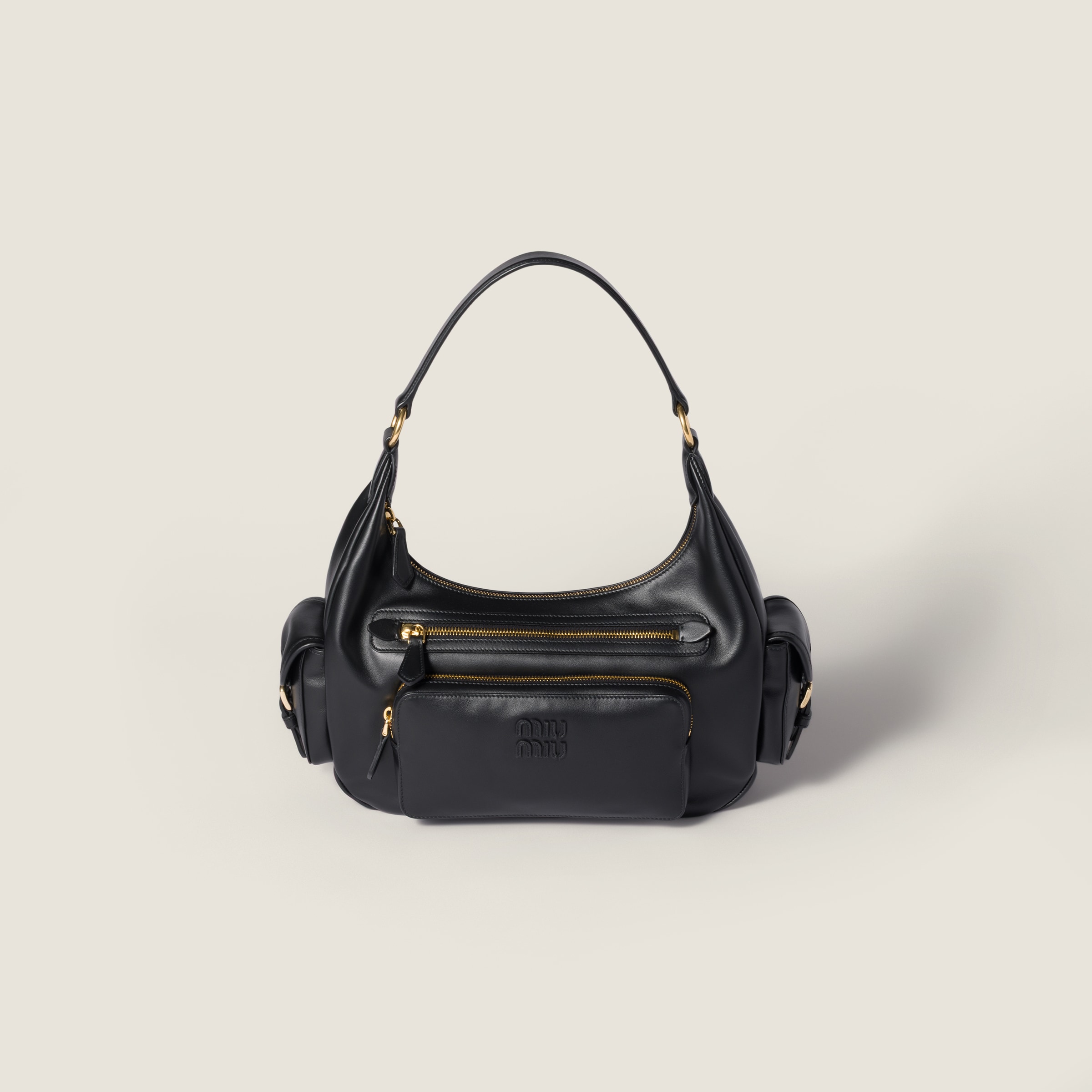 

Кожаная сумка Pocket MIU MIU, черный