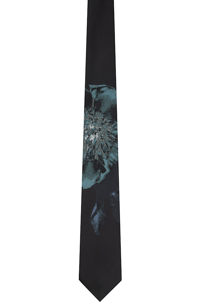 

Dries Van Noten Черный галстук с цветочным узором