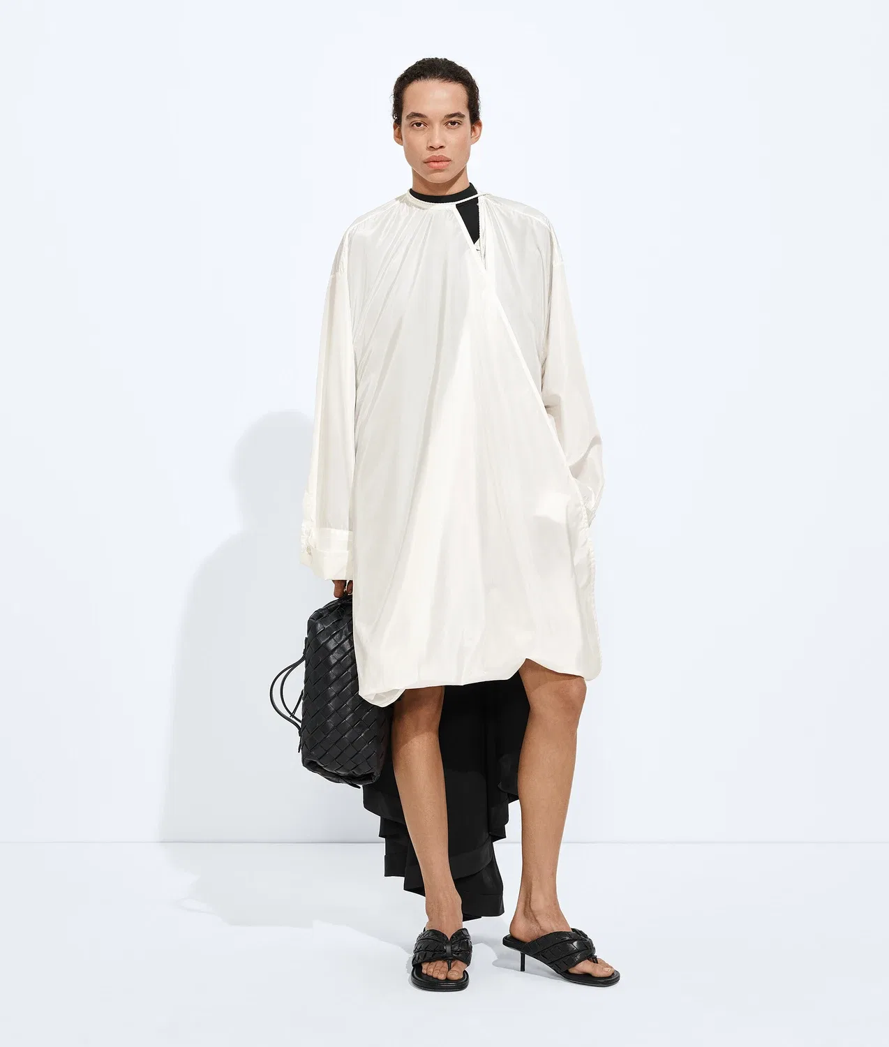 Рубашка из вываренного шелкового тафты BOTTEGA VENETA, бежевый