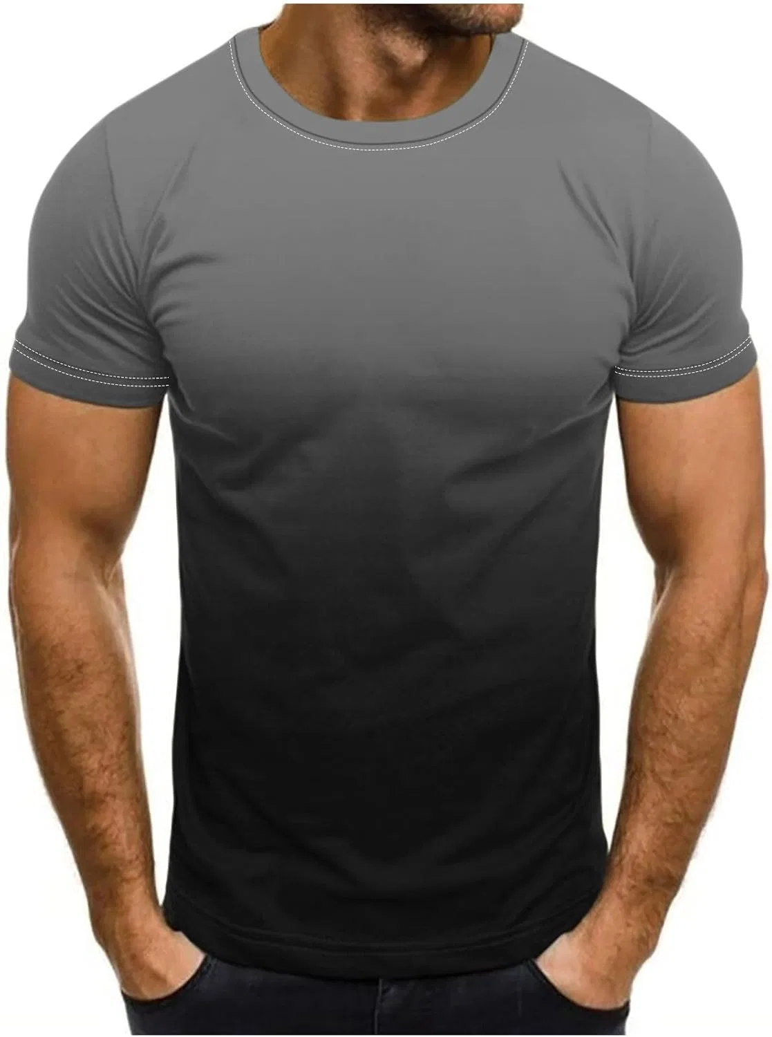 Футболка оверсайз с графическим принтом, Gradient Color, Athletic T-Shirts, #F01-black