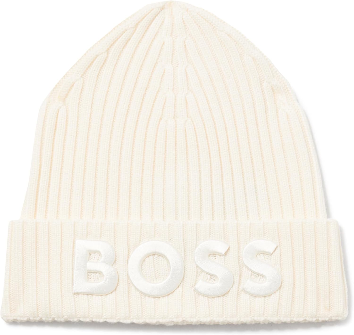 

Женская вязаная шапка с тональным логотипом BOSS, Milky Way